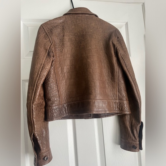 Ralph Lauren Vintage Chestnut Brown Made in Italy Croc-embossed lamb leather - Picture 8 of 9